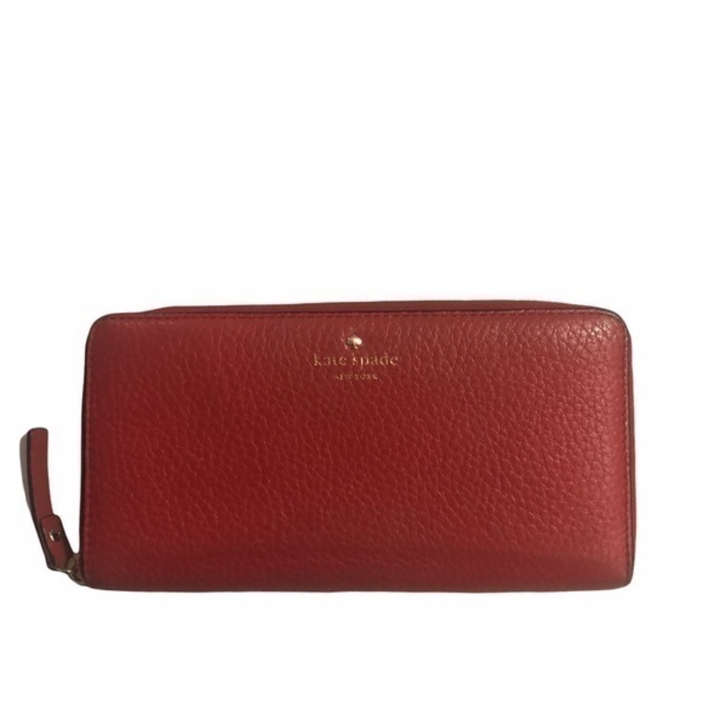 Kate spade red leather zipper wallet clutch